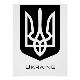 Póster Emblema Gráfico Contemporáneo Tryzub de Ucrania