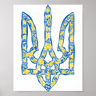 Póster Emblema nacional ucraniano trident tryzub
