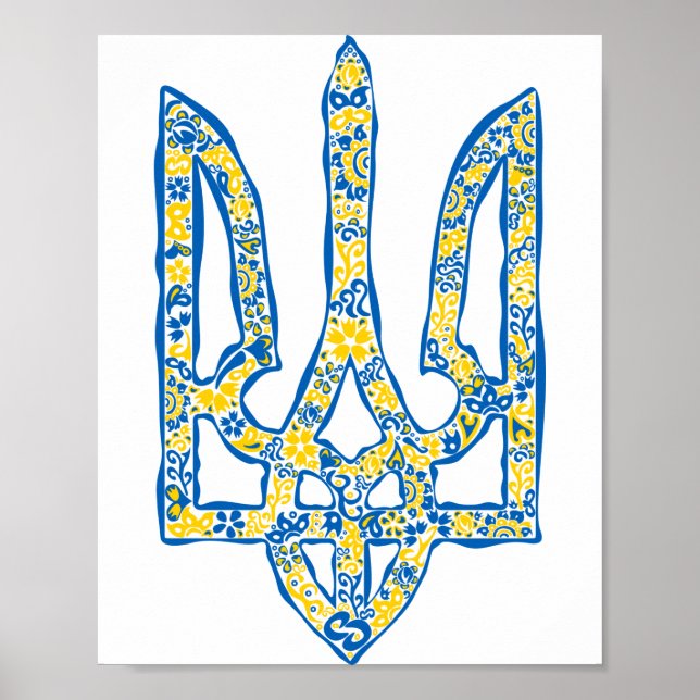 Póster Emblema nacional ucraniano trident tryzub (Frente)