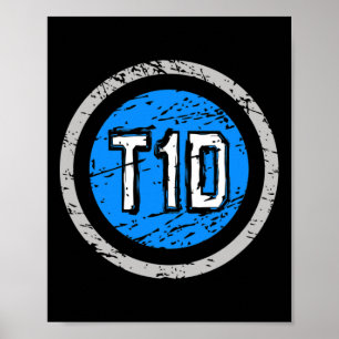 Póster Emblema superhéroe T1D tipo 1 Sensibilización sobr