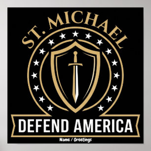 Póster Emblema táctico Escudo Defiende América San Miguel