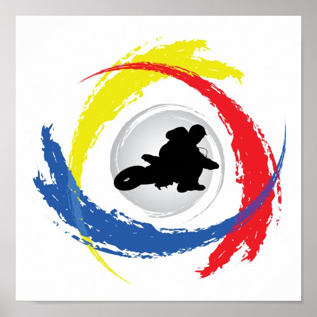 Póster Emblema tricolor de Motocross (Frente)