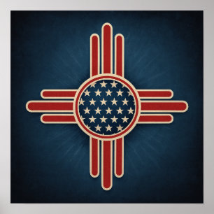 Póster Emblema Zia Americano Moderno – Sur Patriótico Aud