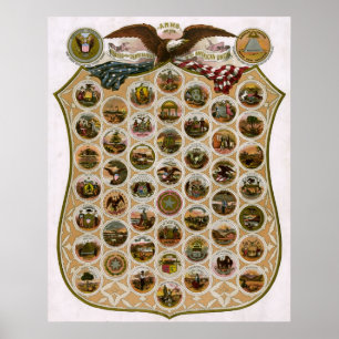 Póster Emblemas de Estados Unidos 1876