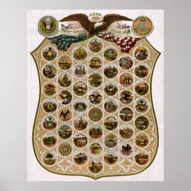 Póster Emblemas de Estados Unidos 1876 (Frente)