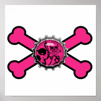 Póster embotellamiento de cráneo rosado emo