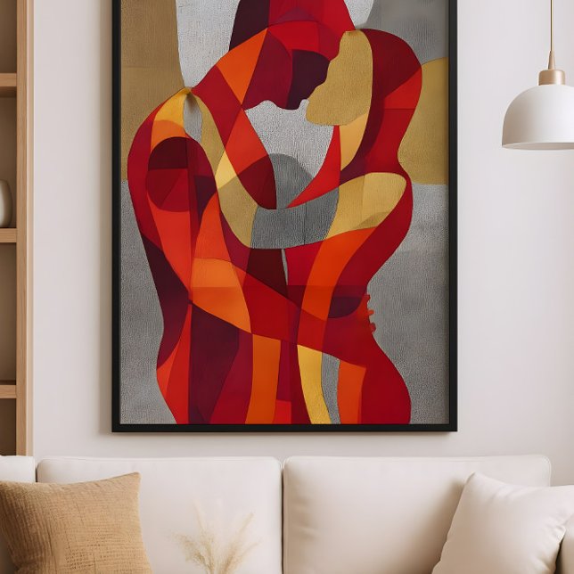 Póster Embrace Me – Abstract Lovers Art in Red & Gold (Subido por el creador)