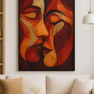 Póster Embrace You – Romantic Couple Kiss Abstract Art