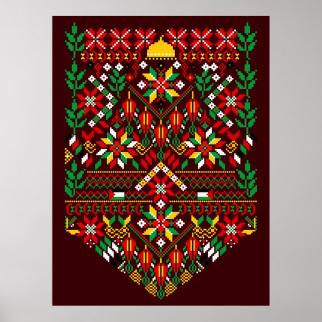 Póster Embrodería tradicional de Palestina Tatreez (Frente)