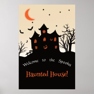 Póster Embrujado House Halloween Silhouet Foam Boards