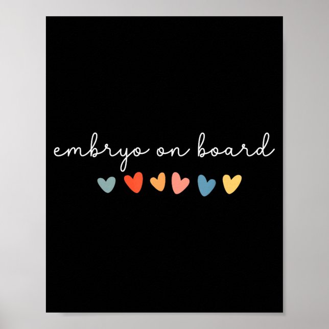 Póster Embryo On Board Heart Ivf Transfer Day Fertility N (Frente)