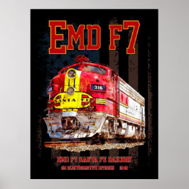Póster EMD F7 Santa Fe Warbonnet with American Flag.