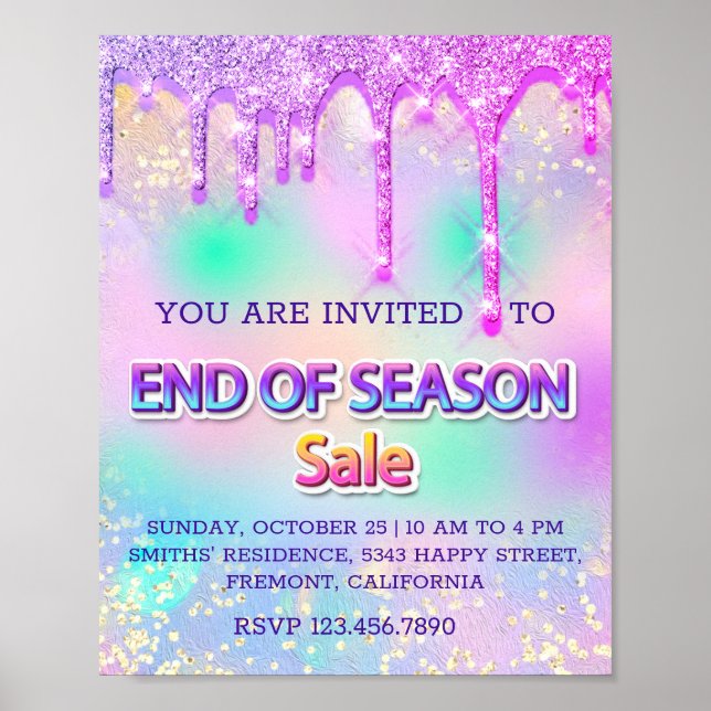 Póster Emend of Season Sale Purpurina gotea holografía ro (Frente)