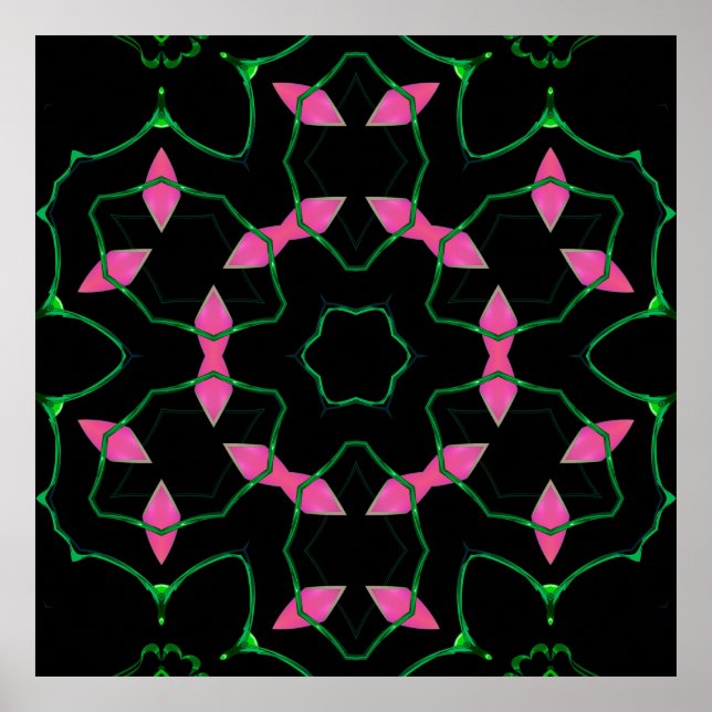 Póster Emerald and Pink Kaleidoscope  (Frente)