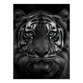 Póster Emerald-Eyed Tiger Portrait - Black and White