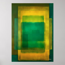 Póster Emerald Gold Color Field Abstract Modern Art