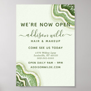 Póster Emerald Green Purpurina Agate Geode Luxe Business