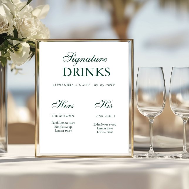 Póster Emerald Green Signature Drink wedding sign (Subido por el creador)