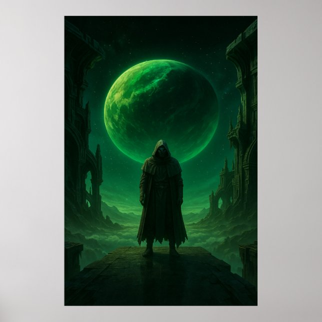 Póster Emerald Guardian — Dark Cosmic Fantasy Art (Frente)