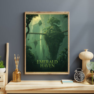 Póster Emerald Haven - Fantasía de Bosque Suspendido