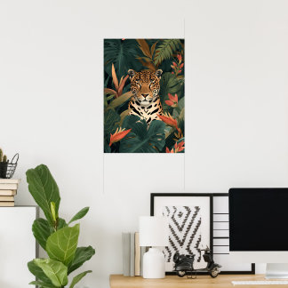 Póster Emerald Jaguar – Tropical Botanical Art Poster