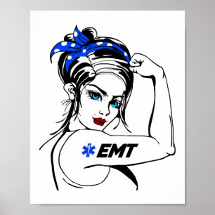 Póster Emergencia de EMS EMT Rosie The Riveter