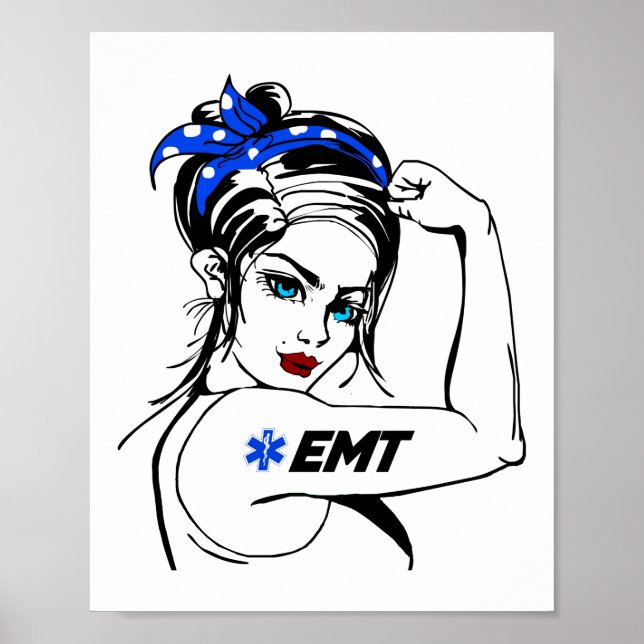 Póster Emergencia de EMS EMT Rosie The Riveter (Frente)