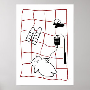 Póster Emergencia de Espresso — Gato con humor de goteo d