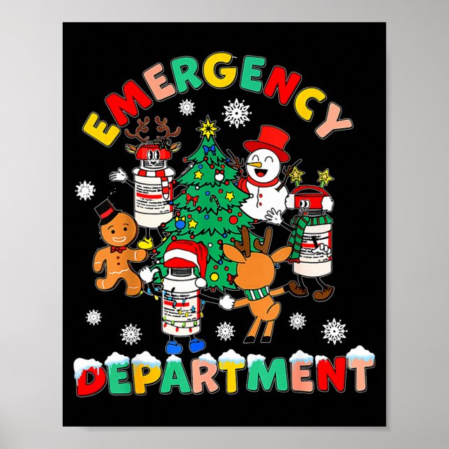 Póster Emergency Department Christmas Santa Er Crew Nurse (Frente)