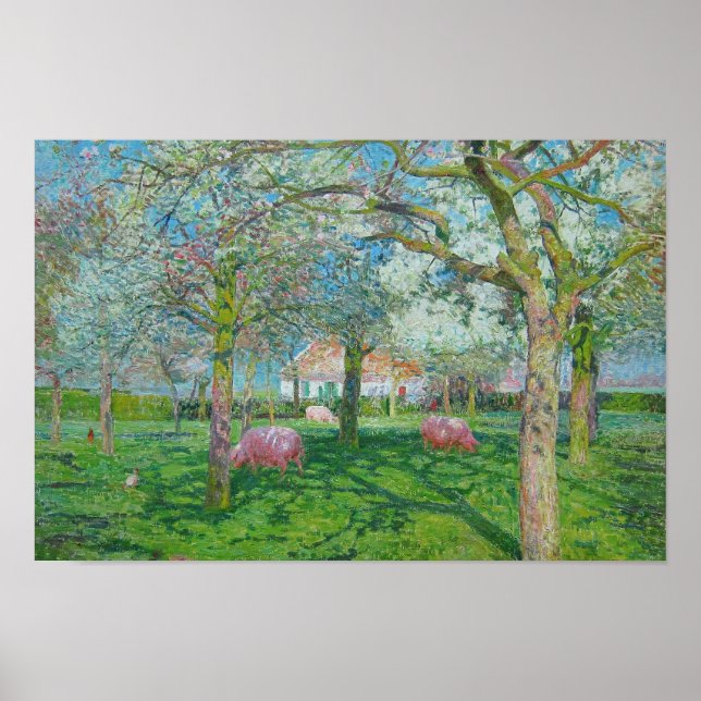 Póster Emile Claus - El huerto en la primavera (Frente)