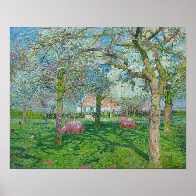 Póster Emile Claus - The Orchard in the Spring (Frente)