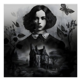 Póster Emily Bronte, escritora gótica victoriana de Jane