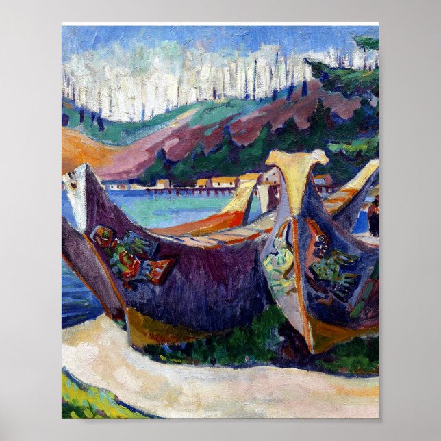 Póster Emily Carr pinta canoas de guerra nativas canadien (Frente)
