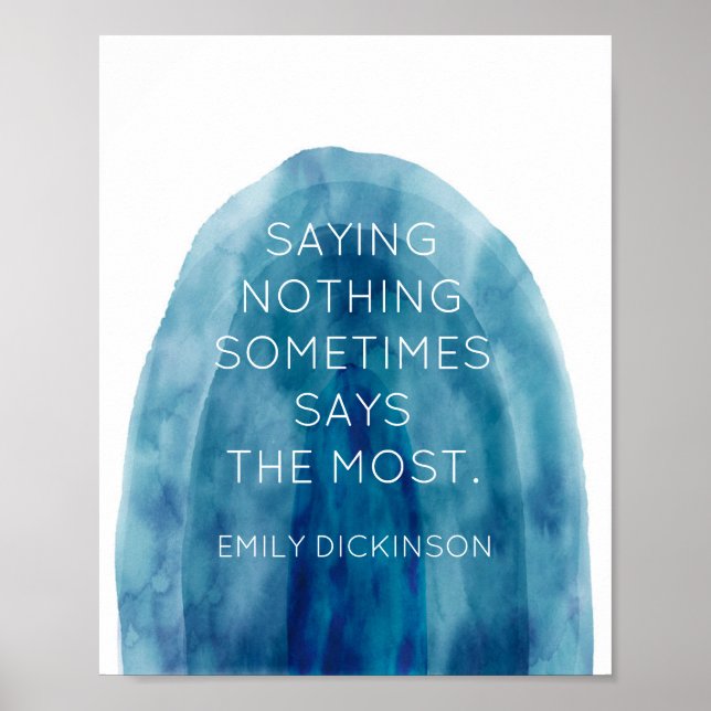 Póster Emily Dickinson Literario Cita Azul Watercolor Art (Frente)