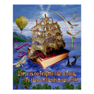 Póster Emily Dickinson No Frigate Poem Library Book Ocean