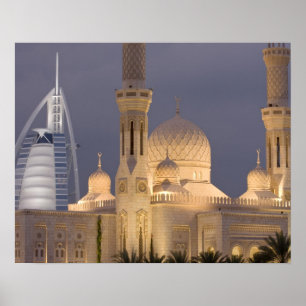 Póster Emiratos Árabes Unidos, Dubái. Mezquita por la tar