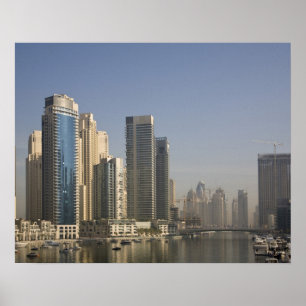 Póster Emiratos Árabes Unidos, Dubai. Torres Marina con b