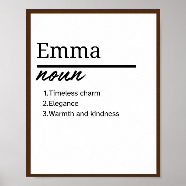 Póster Emma, definición de nombre personalizado de Chica (Frente)