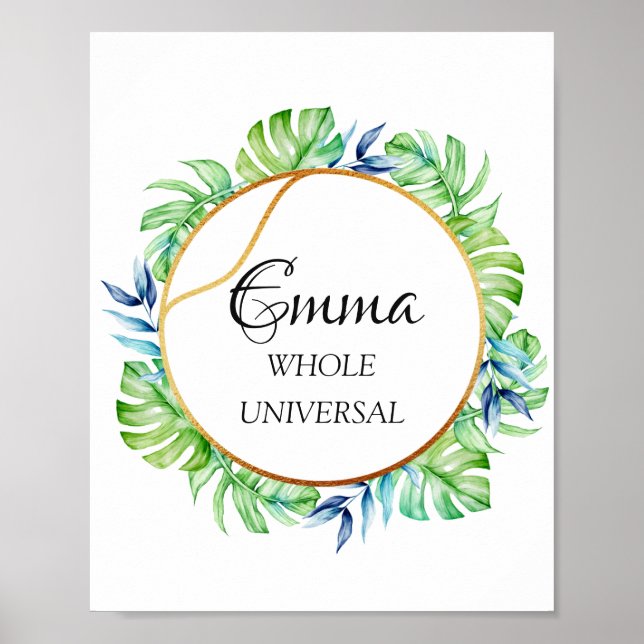 Póster Emma Name Meaning Tropical Bridal Birthday Gift (Frente)
