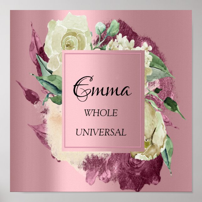 Póster Emma Name Significa Rosas de Marsala Ducha de novi (Frente)