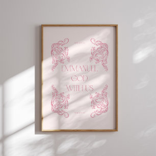 Póster Emmanuel God With Us Pink Christian Navidades