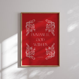 Póster Emmanuel God With Us Red Christian Navidades Poste