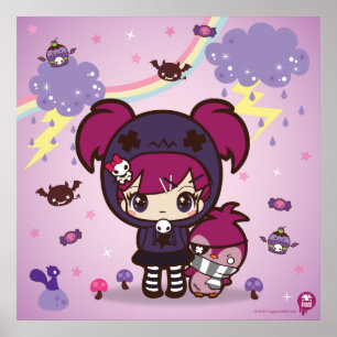 Póster Emo Girl Haruka and Spitzen the Penguin