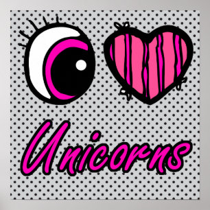 Póster Emo Ojo Heart I Love Unicorns