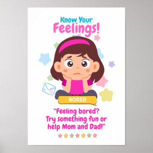 Póster Emoción de los niños con aburrimiento