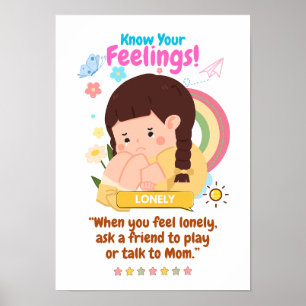 Póster Emoción de los niños con la característica Solitar