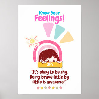 Póster Emoción infantil con un aspecto tímido