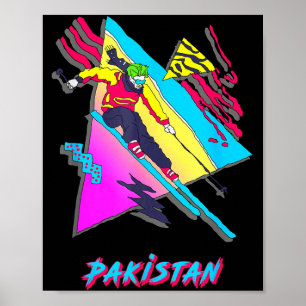 Póster Emocionante esquí colorido gráfico de Pakistán esq
