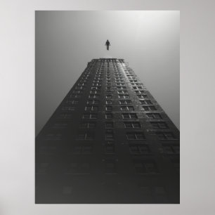 Póster Emocionante Poster blanco y negro de un hombre que