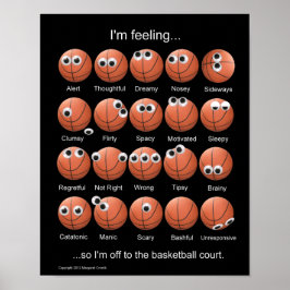 Póster Emociones de baloncesto, caras, Poster gracioso